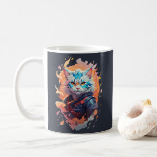Cute Ninja Cat Warrior Design Coffee Mug