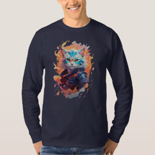 Cute Ninja Cat Warrior Design T-Shirt