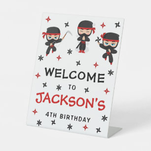 Cute Ninja Karate Birthday Boy Welcome Sign
