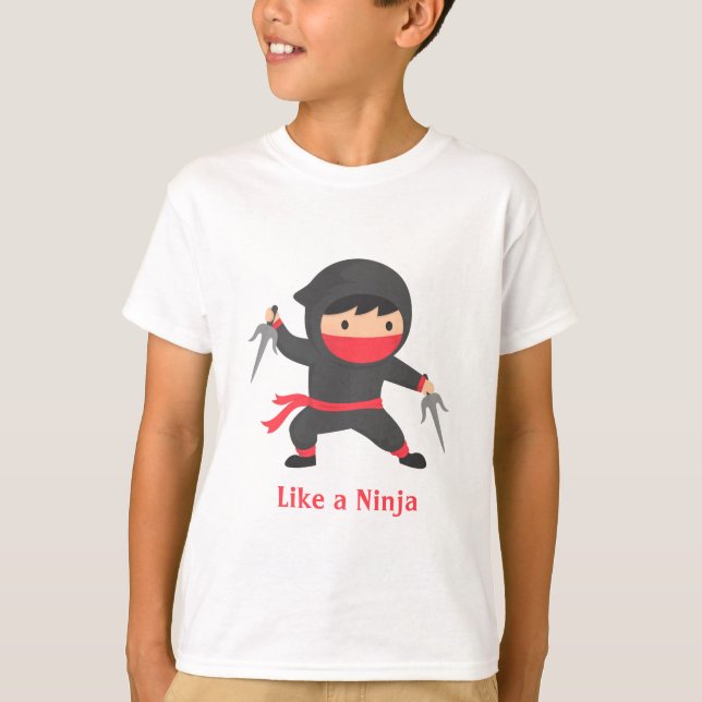 Cute Ninja Kid with Sai Weapons for Kids T-Shirt (Front)