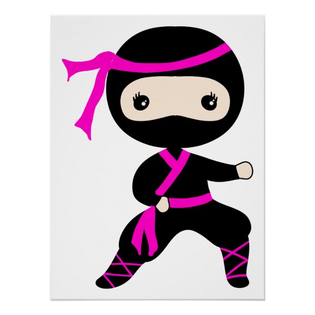Cute Ninja Kids Punching Warrior Bday Party  Poster (Front)