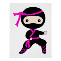 Cute Ninja Kids Warrior Girl Pink Bday Party