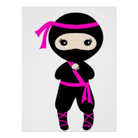 Cute Ninja Kids Warrior Girl Standing Bday Party