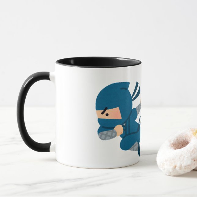 Cute Ninja Mug | Funny Cartoon Ninja Coffee Mug |  (With Donut)