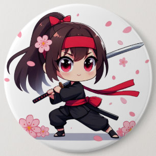Cute ninja warrior blossom girl 6 cm round badge