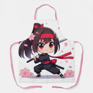 Cute ninja warrior blossom girl apron