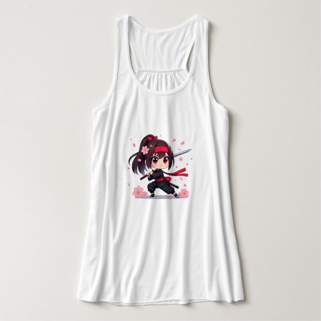 Cute ninja warrior blossom girl singlet (Design Front)