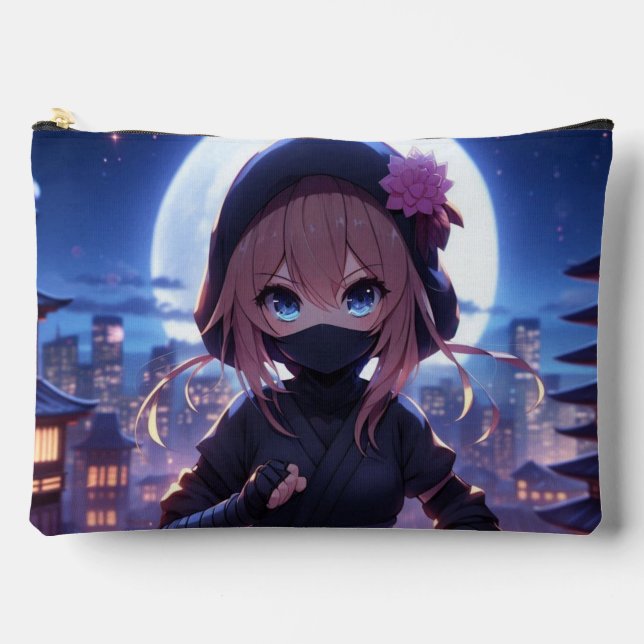Cute ninja warrior girl  accessory pouch (Front)