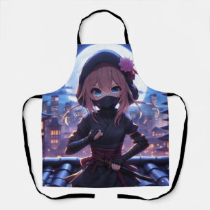 Cute ninja warrior girl  apron