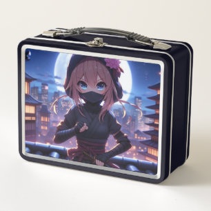 Cute ninja warrior girl  metal lunch box
