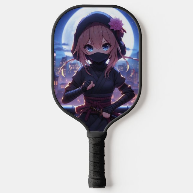 Cute ninja warrior girl  pickleball paddle (Front)