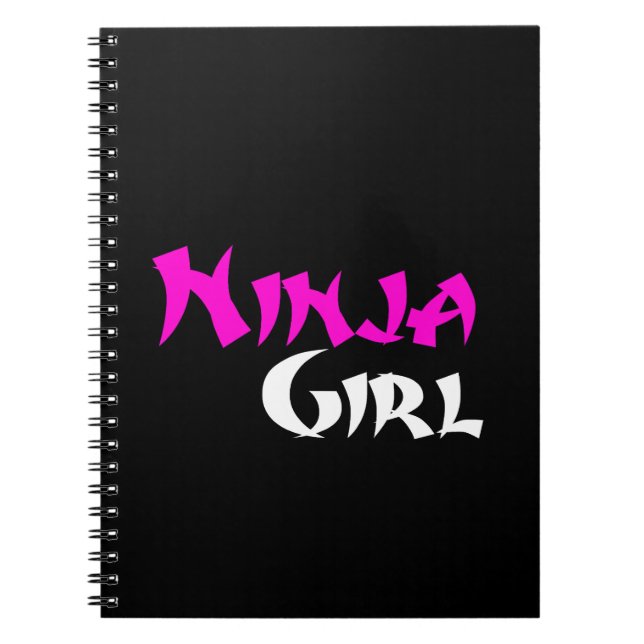 Cute Ninja Warrior Girl - Pink, Black and White  Notebook (Front)