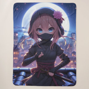 Cute ninja warrior girl  sherpa blanket