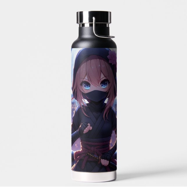 Cute ninja warrior girl  water bottle (Left)