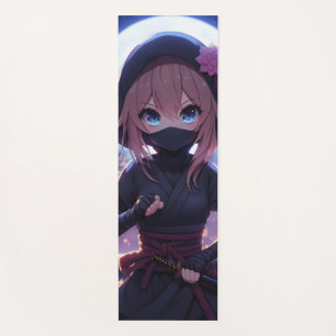 Cute ninja warrior girl yoga mat