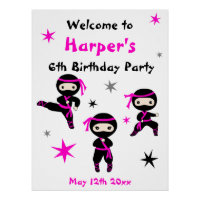 Cute Ninja Warrior Kids Bday Party Welcome Sign
