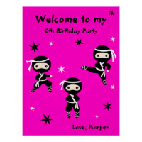 Cute Ninja Warrior Kids Bday Party Welcome Sign