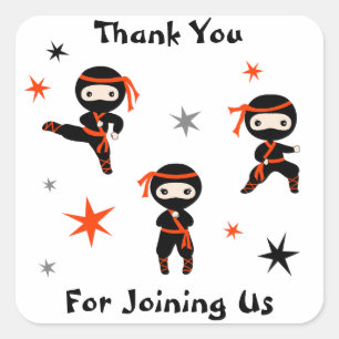 Cute Ninja Warrior Kids Birthday Party Favor Square Sticker