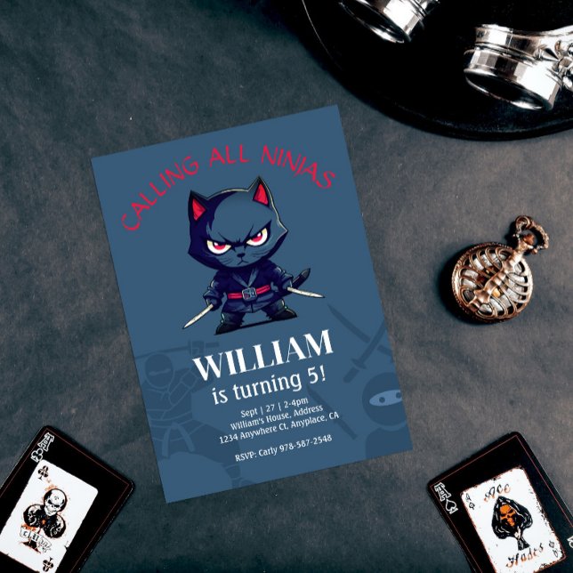 Cute Ninja Warrior Kids Birthday Party Invitation (Creator Uploaded)