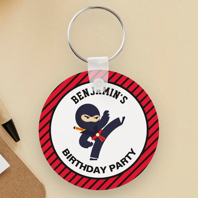 Cute Ninja Warrior Kids Birthday Party Key Ring (Creator Uploaded)