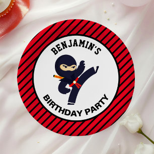 Cute Ninja Warrior Kids Birthday Party Paper Plate