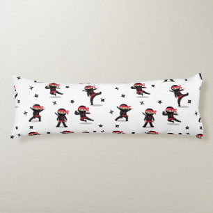Cute Ninja Warrior Kids Black & Red Pattern Body Cushion