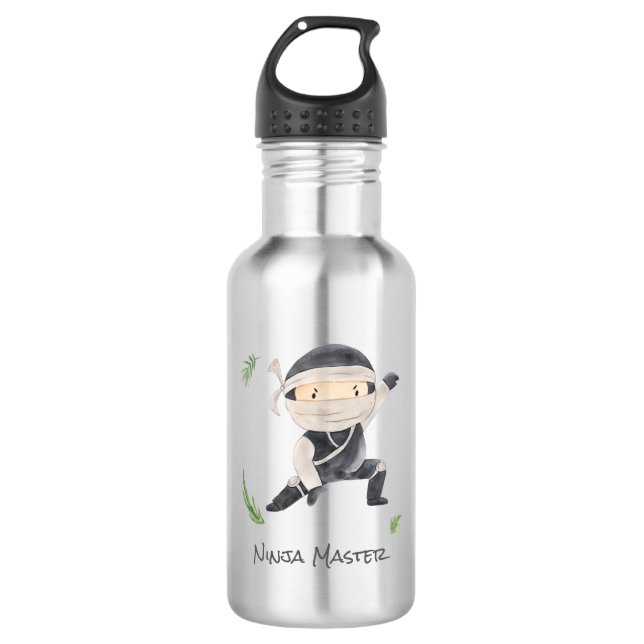 Cute Ninja Warrior - Kids Custom Name  532 Ml Water Bottle (Front)