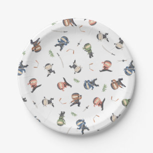 Cute Ninja Warrior Kids Paper Plates