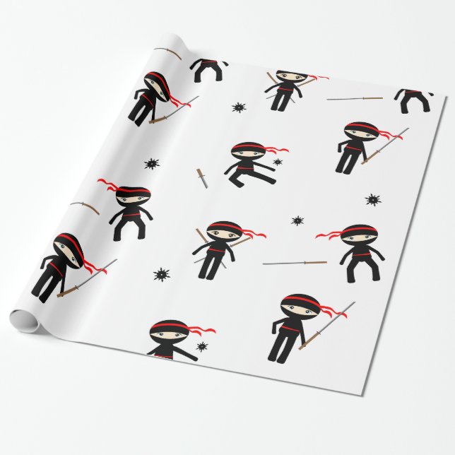 Cute Ninjas Wrapping Paper (Unrolled)