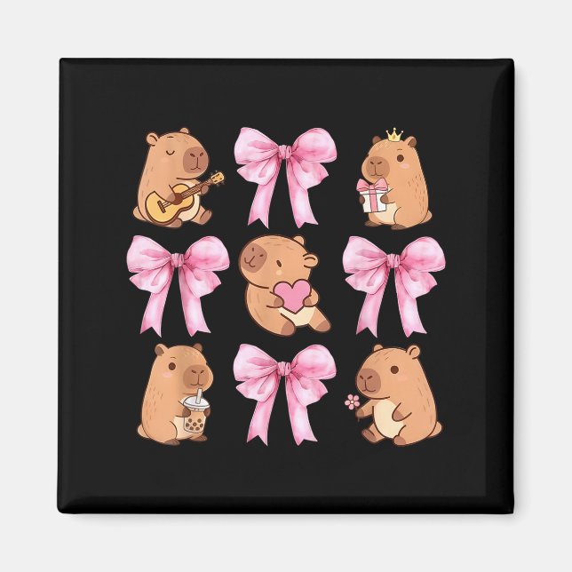 Cute Nk Coquette Bow Kawaii Capybara Lover  Magnet (Front)