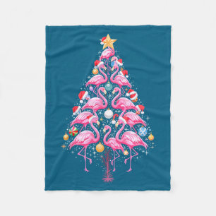 Cute Nk Flamingo Christmas Tree Santa Hat Trocal P Fleece Blanket