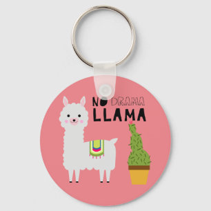 Cute No drama llama succulents cactus fiesta pink Key Ring