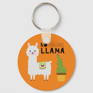 Cute No drama llama succulents cactus orange Key Ring