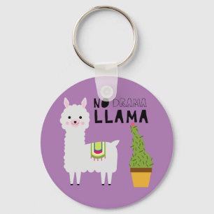 Cute No drama llama succulents cactus purple Key Ring