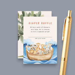 Cute Noah's Ark Animals Baby Shower Diaper Raffle Enclosure Card