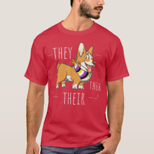 Cute Non Binary Corgi They Them Their Agender Gend T-Shirt