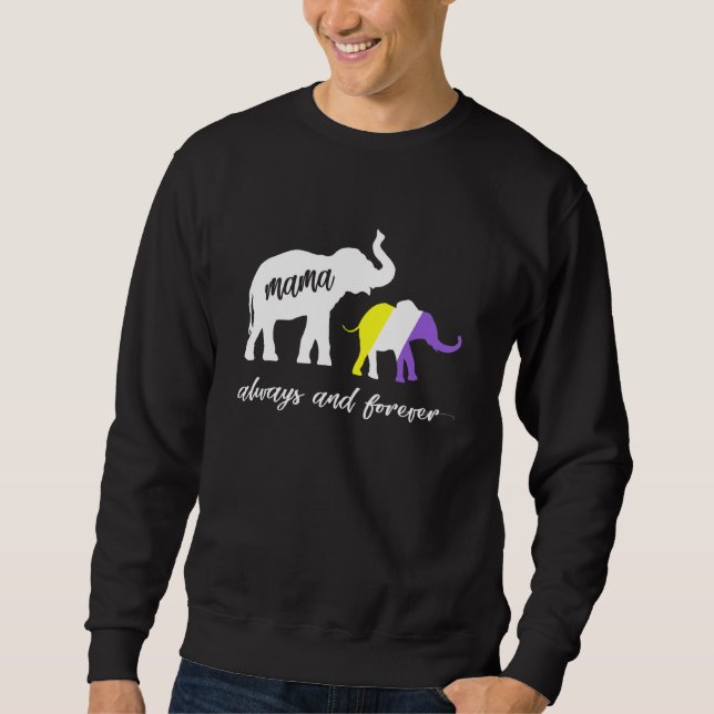 Cute Nonbinary Genderqueer Mama Elephant Sweatshirt (Front)