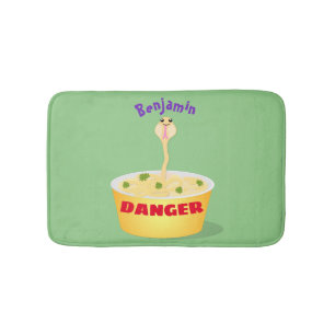 Cute noodles snake cartoon illustration humor bath mat
