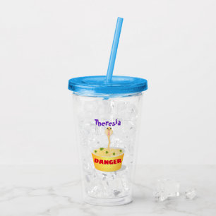 Cute noodles snake cartoon illustration humour acrylic tumbler