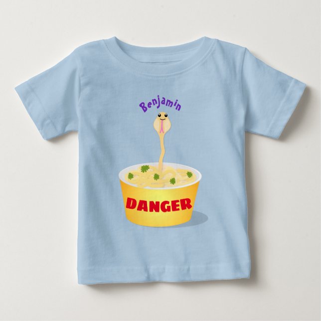 Cute noodles snake cartoon illustration humour baby T-Shirt (Front)