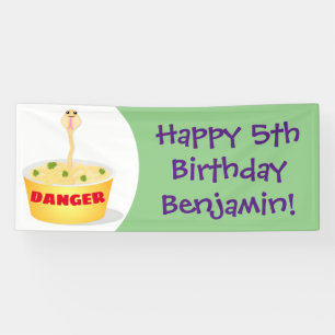 Cute noodles snake cartoon illustration humour banner