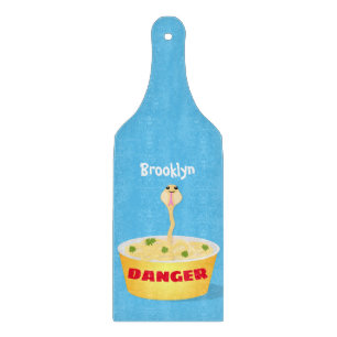 Cute noodles snake cartoon illustration humour cutting board