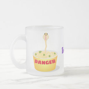Cute noodles snake cartoon illustration humour frosted glass coffee mug