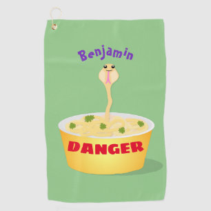 Cute noodles snake cartoon illustration humour golf towel