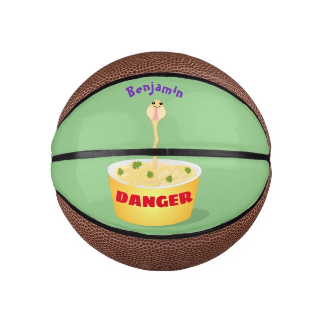 Cute noodles snake cartoon illustration humour mini basketball (Front)