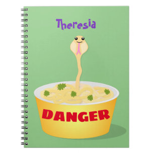Cute noodles snake cartoon illustration humour notebook