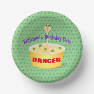 Cute noodles snake cartoon illustration humour paper plate