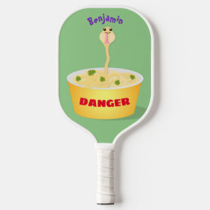 Cute noodles snake cartoon illustration humour pickleball paddle