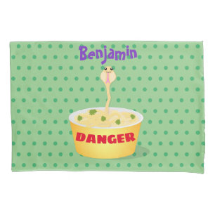 Cute noodles snake cartoon illustration humour pillowcase