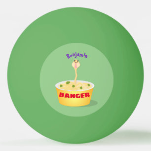 Cute noodles snake cartoon illustration humour ping pong ball